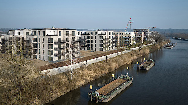 Neubauprojekt Waterkant Geesthacht Elbe Luftaufnahme