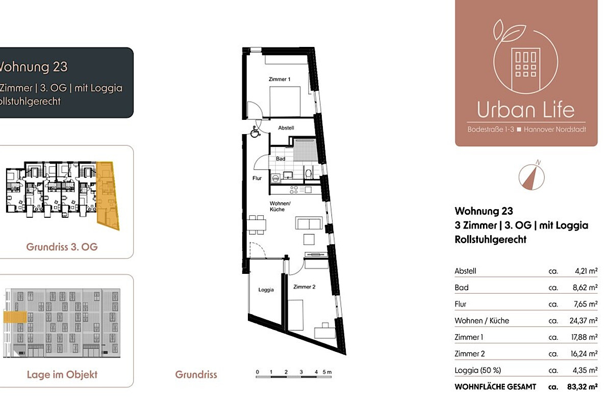Wohnung Miete / Pacht 30167 Hannover Grundriss-Urban-Life-1-35_WE23 - Kopie