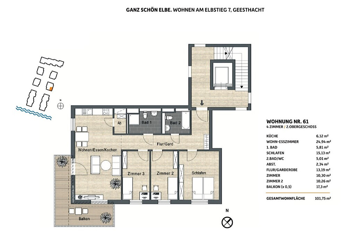 Wohnung Miete / Pacht 21502 Geesthacht Grundriss