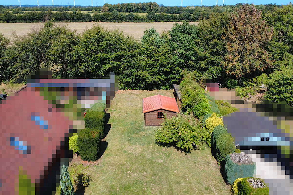 Haus Kauf 24536 Neumünster (Einfeld) Sicht zum Garten und Feld